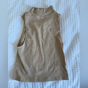 Zara Tan Ribbed High Neck Tank Top